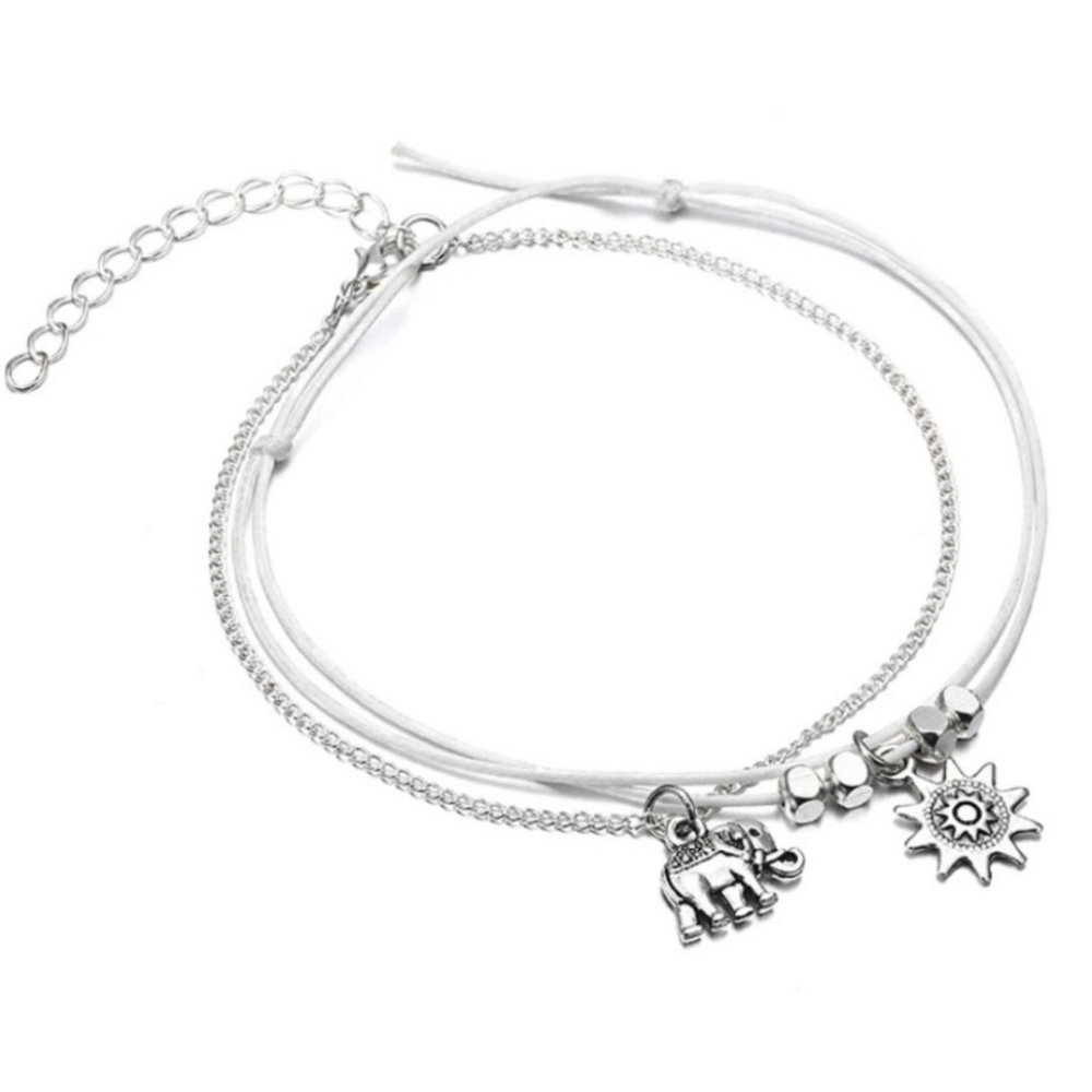 Elephant & Sun charm anklets. Two separate anklets